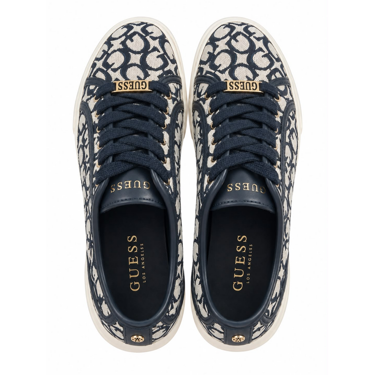 Tenis estampados beigue con azul navi talla 7.5