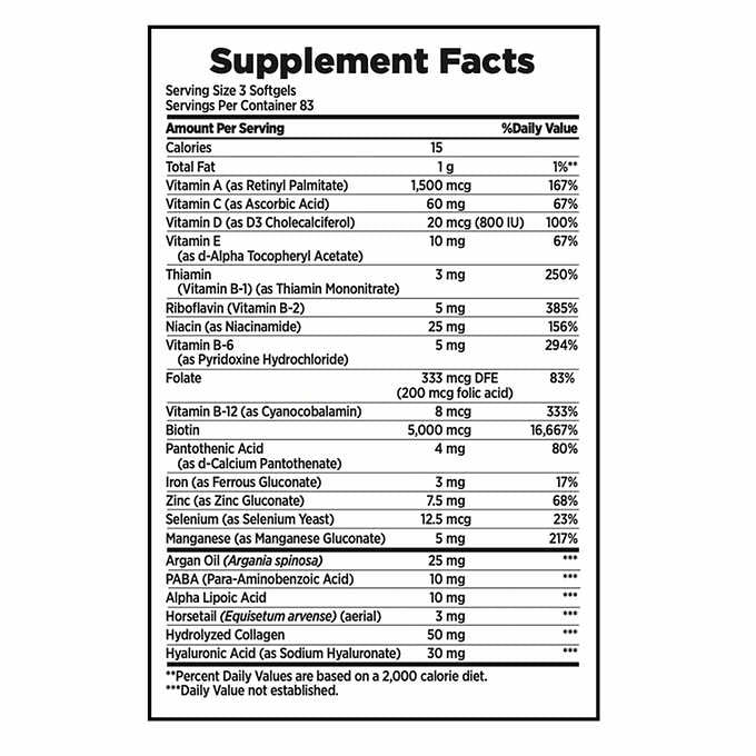 Hair, Skin, Nails 5000mcg 250 cápsulas