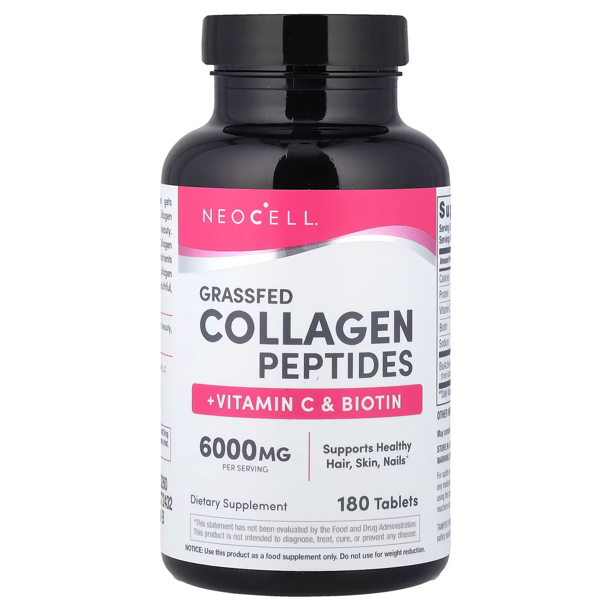 Collagen peptides + vitamin c & biotin 6000 mg - 180 tabletas