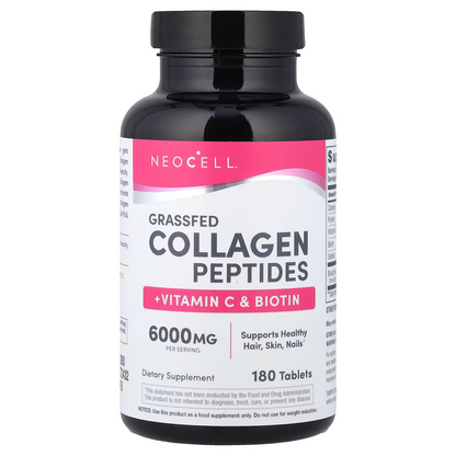 Collagen peptides + vitamin c & biotin 6000 mg - 180 tabletas