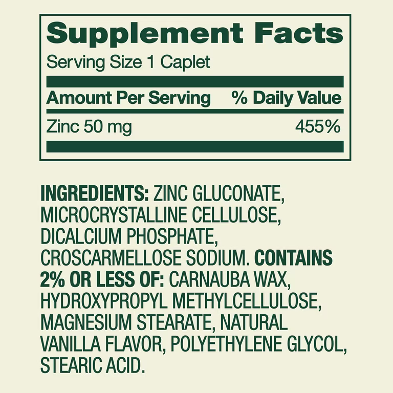 Zinc 50 mg 200 caplets